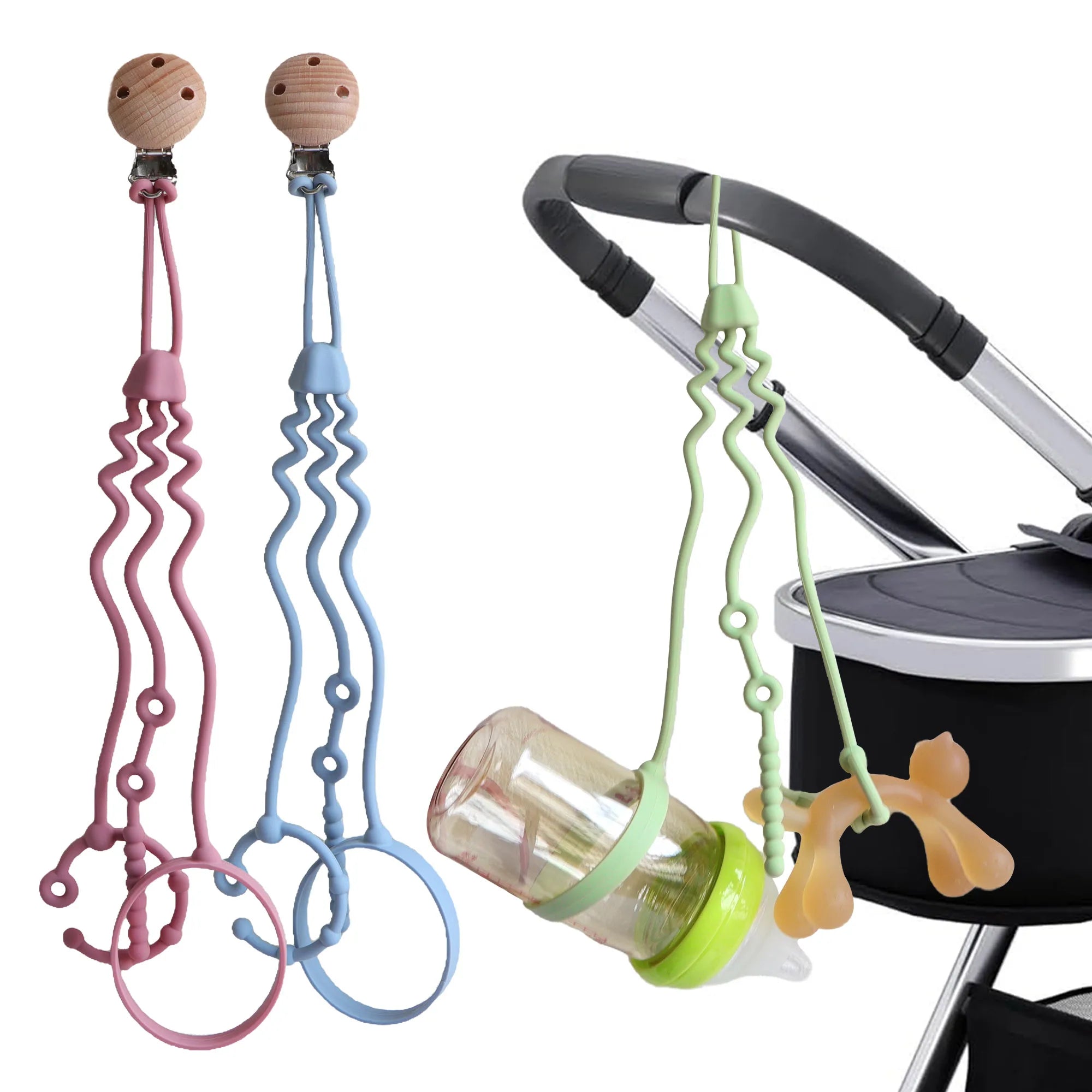 Silicone Pacifier Chain, Adjustable Pacifier Chain With Clip, Stroller Bottle Holder, Thanksgiving Day And Christmas Gifts