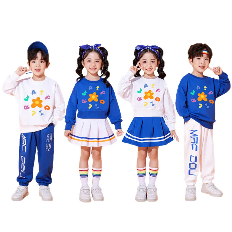 Twins Boy and Girl Clothing Set Kids Hiphop Streetwear School Clothes Performance Outfits Teens Child Hip-Hop-Tops Trousers Suit