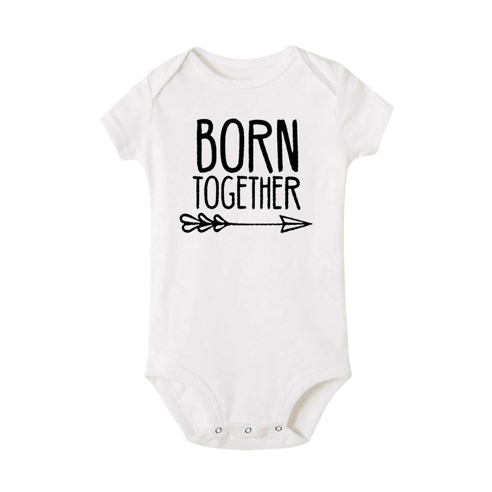 Born Together Baby Twins Bodysuits Best Friends Forever Baby Clothes Twin Summer Jumpsuit Girls Boys Outfits Infant Shower Gifts