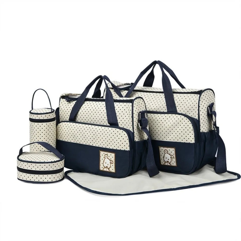 5Pcs/Set Large Capacity Baby Bag for Mom Multifunctional Changing Pad Newborn Accessories Bag Fashion Built-in Diaper Pad