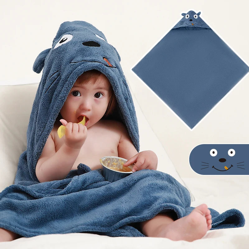 Baby Bath Towels Absorbent Shower Robe Hooded Towel Children Bathroom Bathrobe Kids Poncho Towel Newborn Items Blankets Swaddles