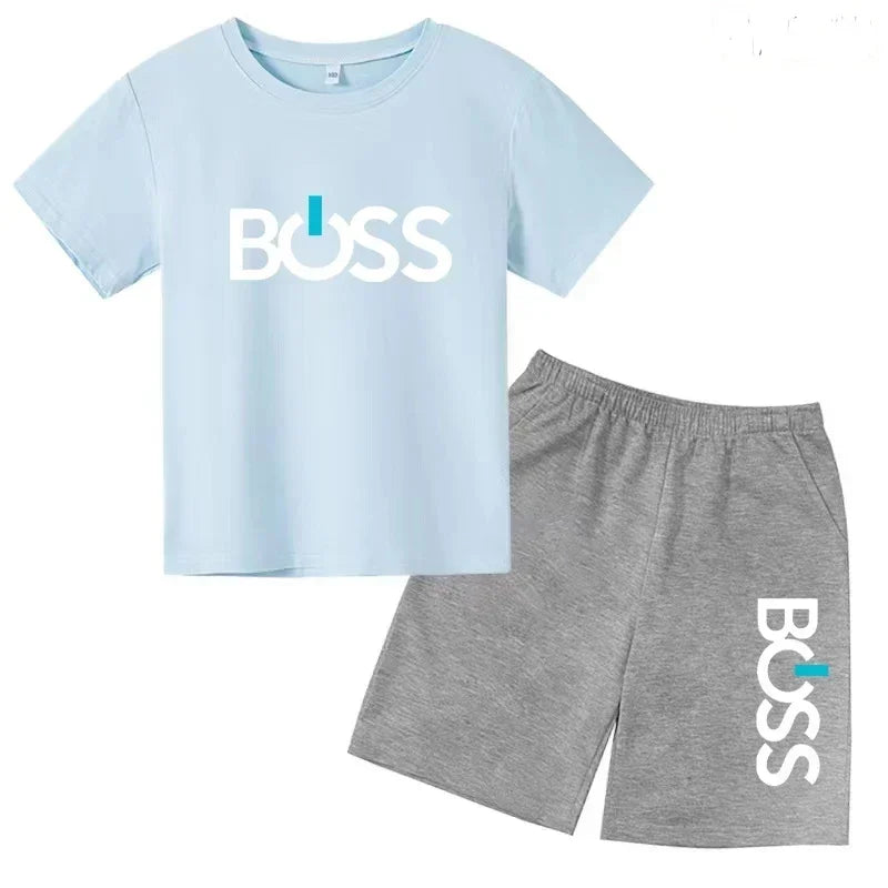 Summer Kids Clothes Boys/Girls Preschool Brand T-shirt Short Sleeved Top+Shorts Party Travel Sports Sunshine Charming Casual Set