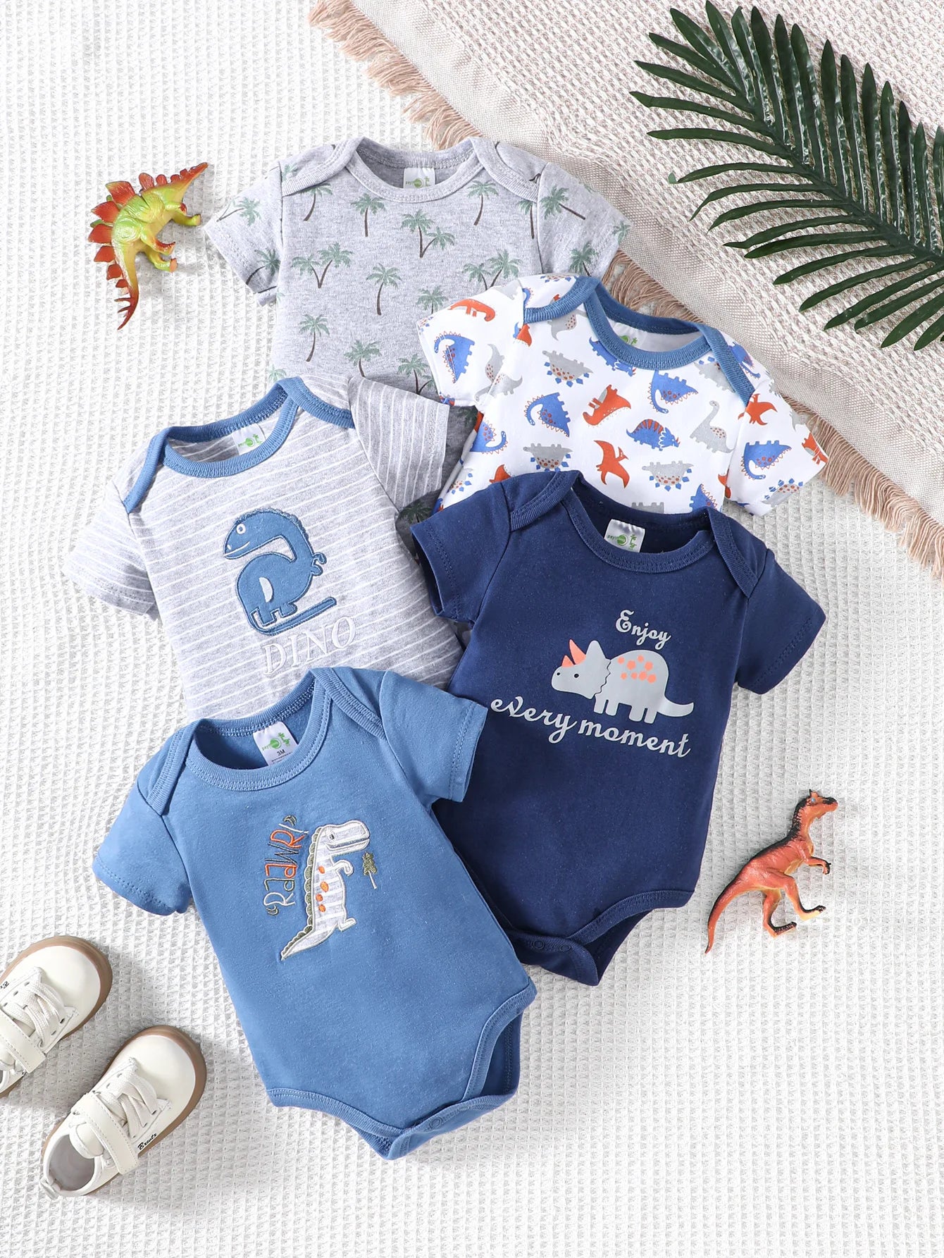 Baby boy clothes 5PCS Baby boy onesies summer Short-sleeved jumpsuit 100% cotton fabric Suitable for 0-12 months