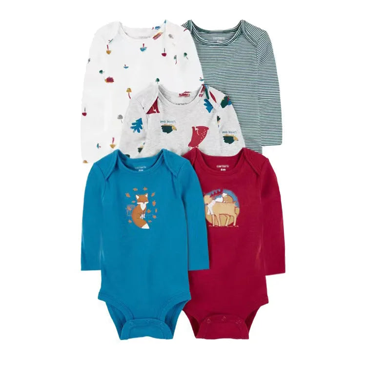 100% Cotton Soft Breathable Baby Bodysuits Long Sleeve Newborn Infant Boys Girls Onesies Rompers Bebe Clothes Baby Shower Gifts