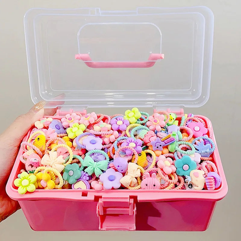 50Pcs/Lot Children Hair Accessories Girls Cartoon Elastic Hair Bands Baby Head Rope Kids Small Animal Headband Cute Headdress