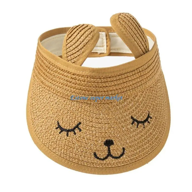090B Summer Straw Folding Visor Baby Cap Adjustable Kids for Sun Hat for Boys Gi
