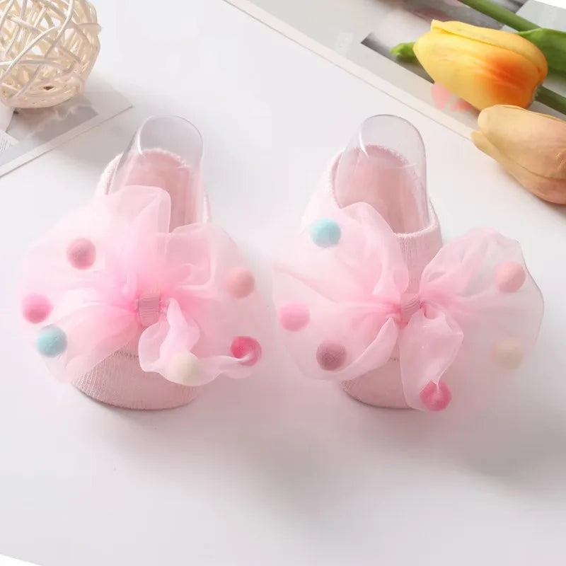 Newborn Baby Anti-slip Floor Socks Toddler Girls Cotton Ankle Socks with Bowknot Children's Socks for Kids 0-3Y Spring Autumn