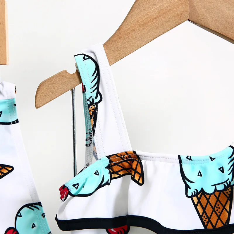 Children's Swimsuit One-piece Girl Swimsuit Cartoon Pattern Cute Little Middle Children Beach Swimsuit