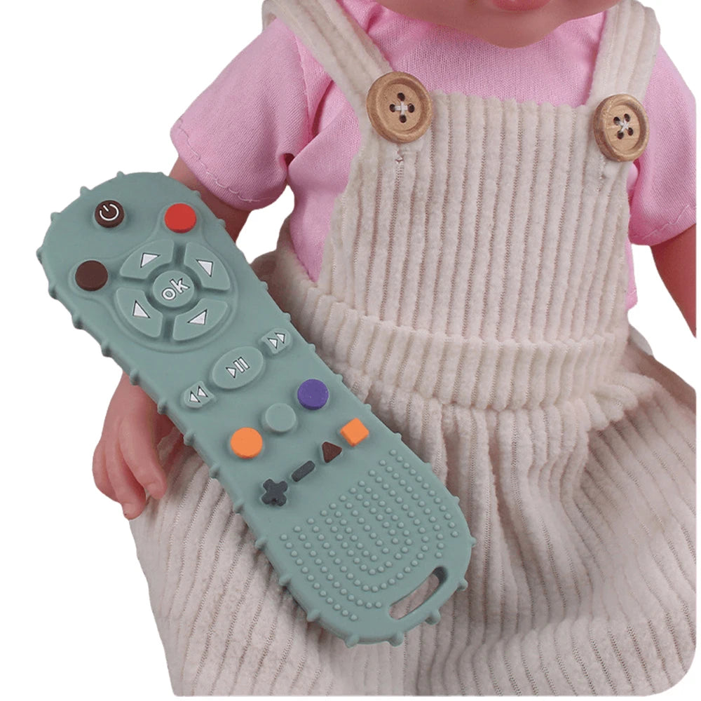 Baby teething toys, food grade silicone teether, suitable for babies over 6 months, TV remote control shape toddler chew toys