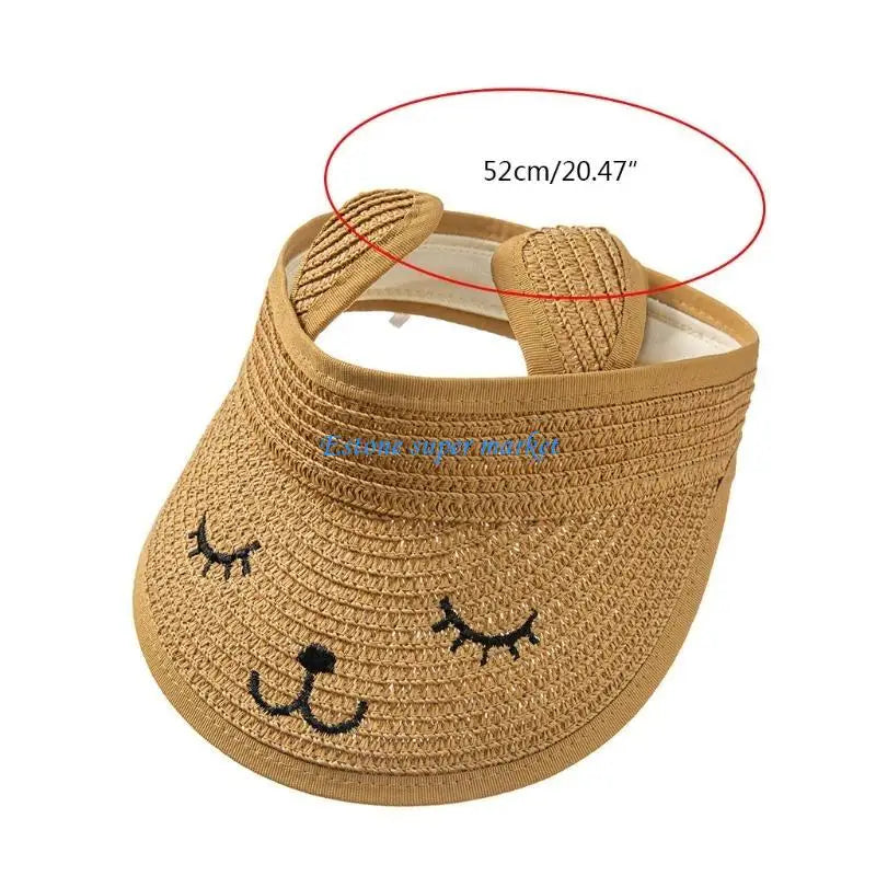 090B Summer Straw Folding Visor Baby Cap Adjustable Kids for Sun Hat for Boys Gi