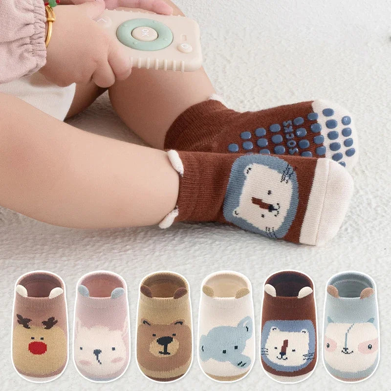 Cute Cartoon Animals Baby Socks Autumn Winter Baby Boys Girls Anti Slip Socks Soft Toddler Kids Floor Sock