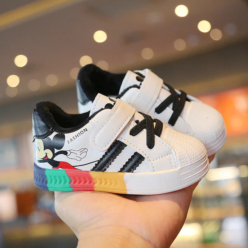 Mickey Minnie Children Casual Shoes Girls Boys Sneakers Kids Breathable Soft Sport Shoe Baby Toddler Outdoor Sneaker Spring