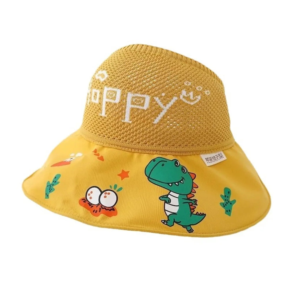 Cartoon Anti UV Protection Children Sun Hat Wide Brim Empty Top Summer Baby Sunhat Thin Comfortable Kids Beach Cap Outdoor