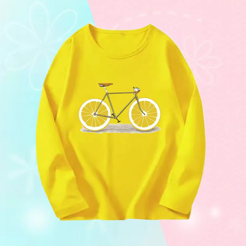 Toddlers Autumn T-shirts For Girl Long Sleeve Cute Tee Shirts Biggirl Casual T-shirts Little Girl Cotton Spring T-shirts