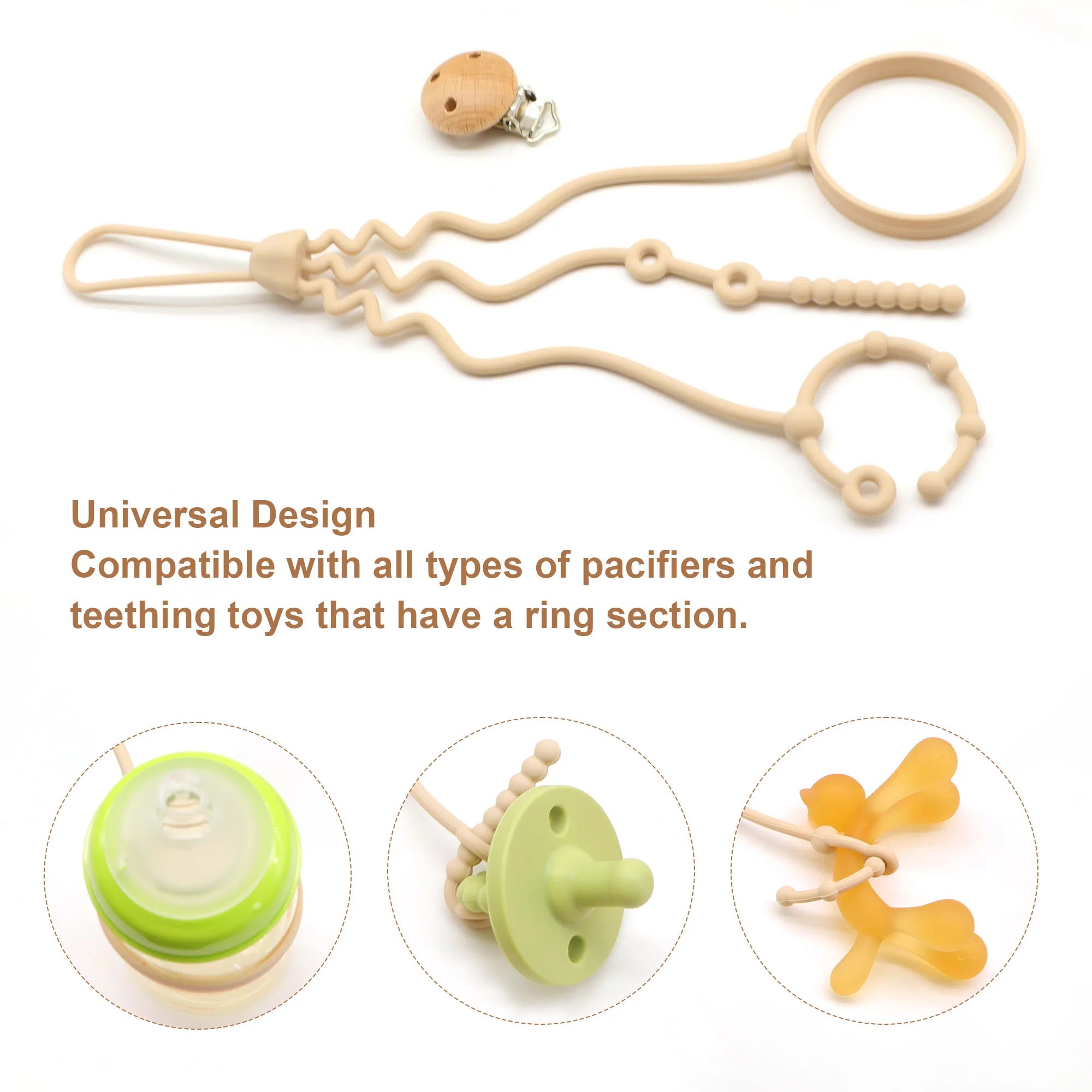 Silicone Pacifier Chain, Adjustable Pacifier Chain With Clip, Stroller Bottle Holder, Thanksgiving Day And Christmas Gifts
