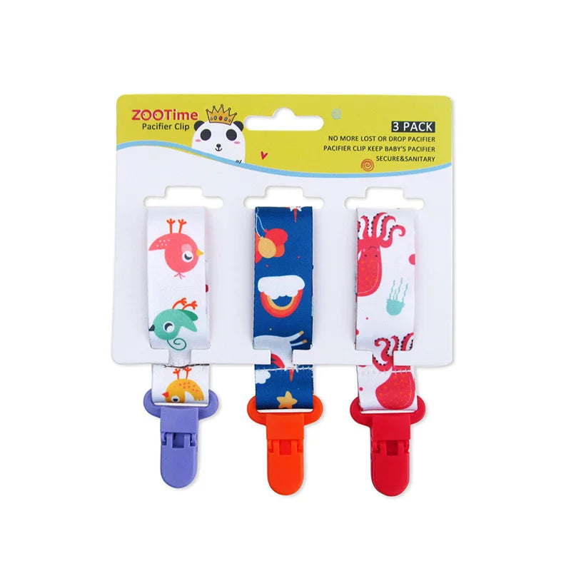 3pcs Baby Pacifier Chain Clips Soothers Ribbon Chupetas Universal Nipple Holder Leash Strap For Boys Girls Teething Accessories