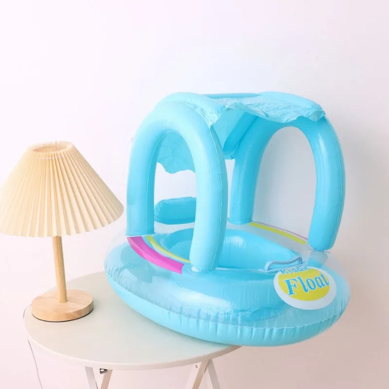 Baby Summer Swimming Ring Inflatable Toys with Handle Outdoor Sunshade Floating Seat Pool Swim Sports Water Toys for Kids