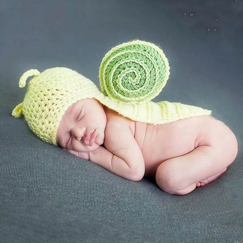 Newborn Photography Outfit Cute Baby Photo Prop Funny Knitted Snail Cocoon Swaddle Wrap