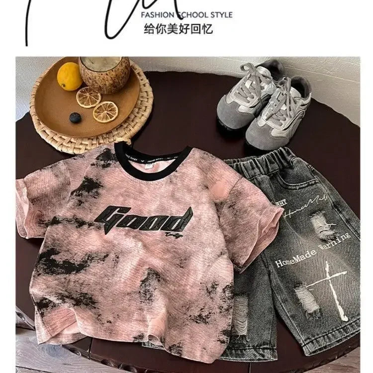 Summer Baby Boy Clothes Sets Cotton Cartoon Casual T-Shirt Shorts 2PCS Children's 2025 New Top & Bottom Sets Fashion Kids Suit