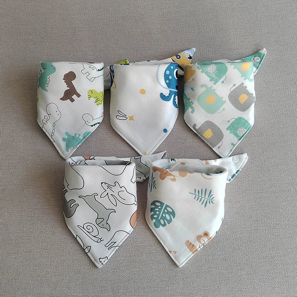 New 5 Pieces/Lot Baby Bib Newborn Feeding Burp Cloth Cotton Kids Triangle Scarf Teething Saliva Towel Soft Bandana Bibs