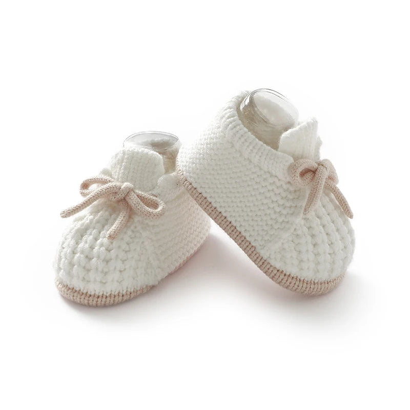 Baby First Walkers Soft Soled Newborn Boys Girls Crib Prewalkers Handmade Knitted Infant Toddler Anti-Slip Footwear Shoes 0-12m