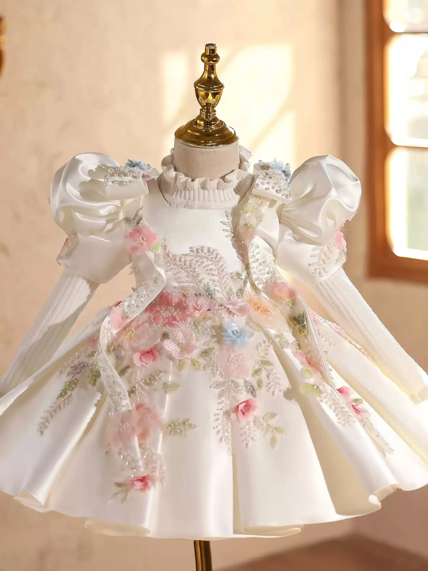 Baby first birthday party dress, high-end evening dress, hand-embroidered custom dress, gorgeous Christmas outfit for baby girl