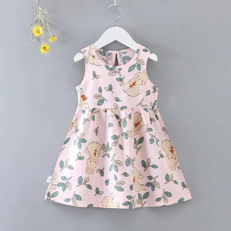 Baby Girls Summer Dress Sleeveless Cute Print Children's Dresses Cotton Toddler Kids Party Sundress Clothes Baby Clothing Skirts