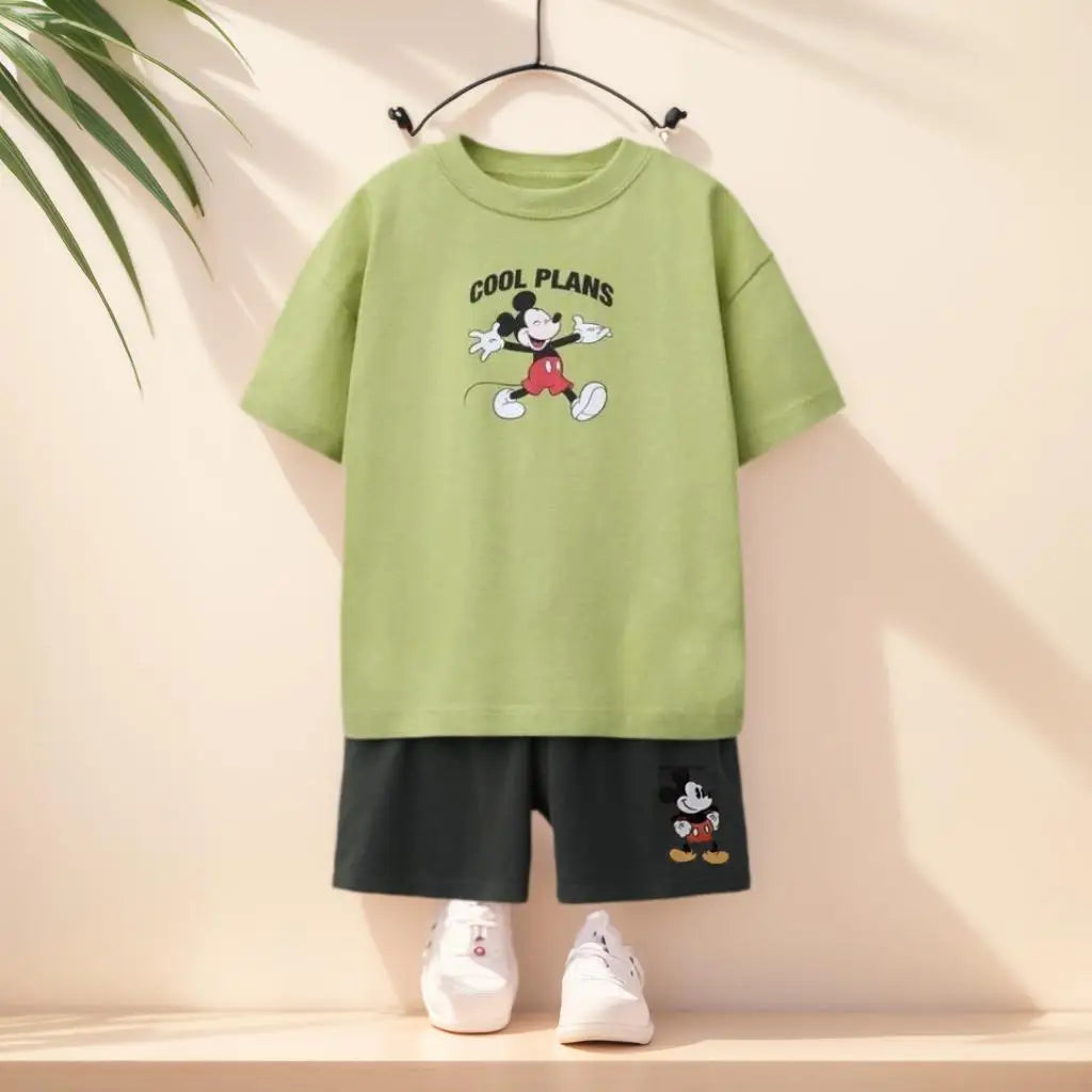 Designer Children's Summer Short Sleeved Set Pure Cotton For Girls' Summer Wear And Boys  Outdoor Sports Suit Kids Clothing