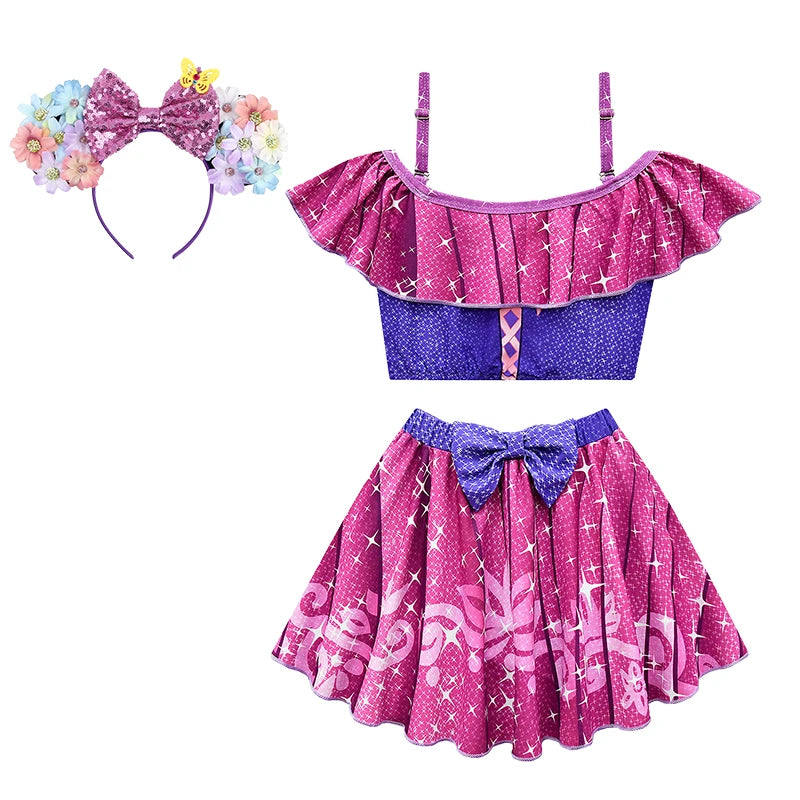 Swimsuit 2022 New Girls Snow Queen Elsa Anna Princess Swimwear Children One-pieces Rapunzel Melinda Tiana Baby Swimming Bikinis