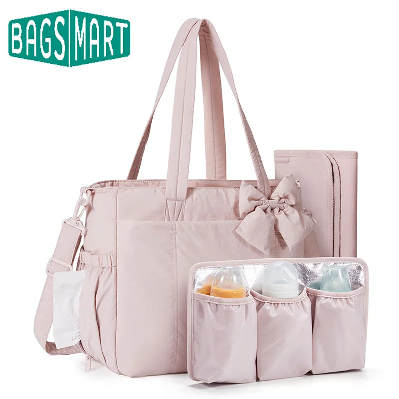 BAGSMART Mommy Diaper Bag Stroller Organizer Multifunctional Baby Diaper Handbag with Changing Large Capacity Maternity Totes