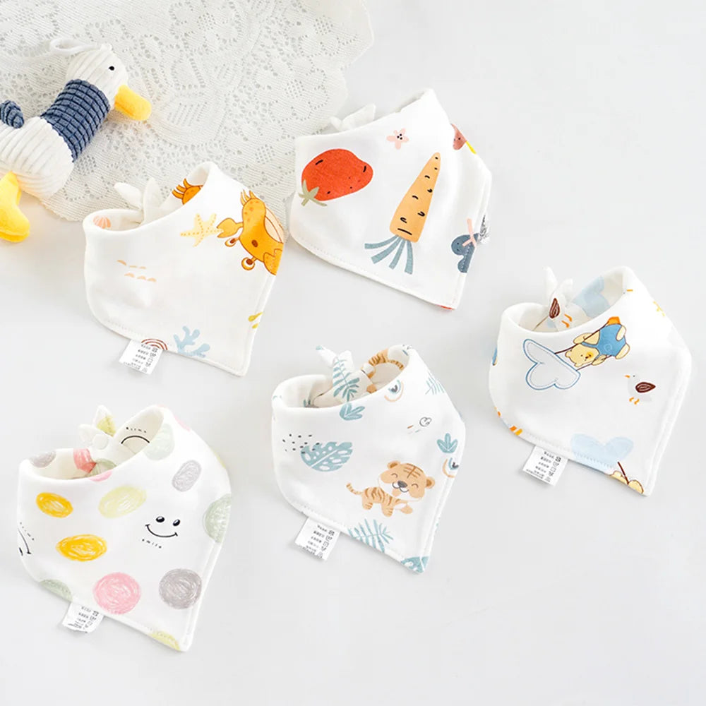 New 5 Pieces/Lot Baby Bib Newborn Feeding Burp Cloth Cotton Kids Triangle Scarf Teething Saliva Towel Soft Bandana Bibs