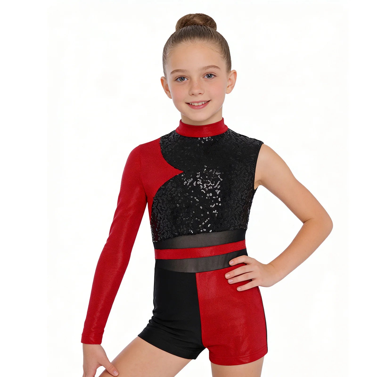 Kids Girls Gymnastics Ballet Leotards Jumpsuit Dance Outfits Performance Costume Cutout Back Glittery Sequins Metallic Dancewear