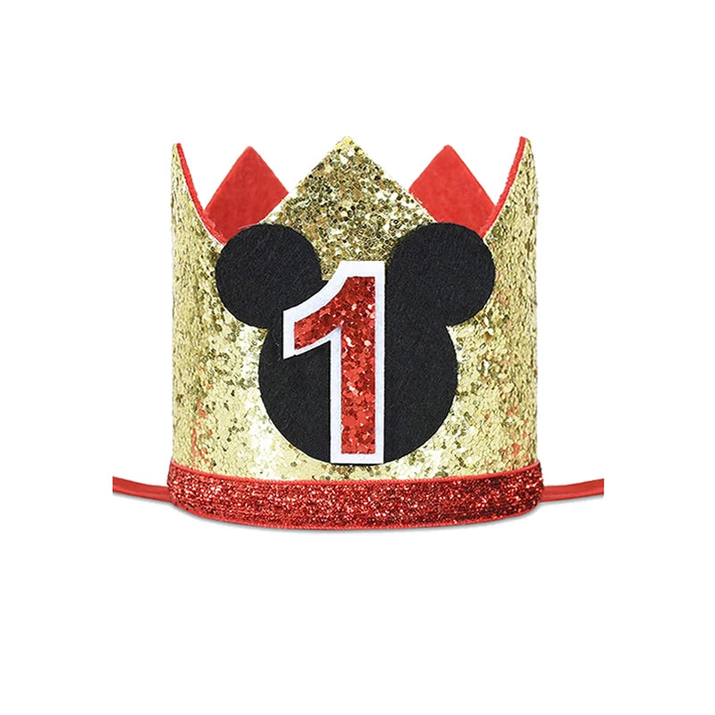 1st Birthday Party Decor Hat Kids 1 2 3 Year Happy Birthday Boy Girl First Birthday Party Baby Shower Decor Pink Kids Crown Hat