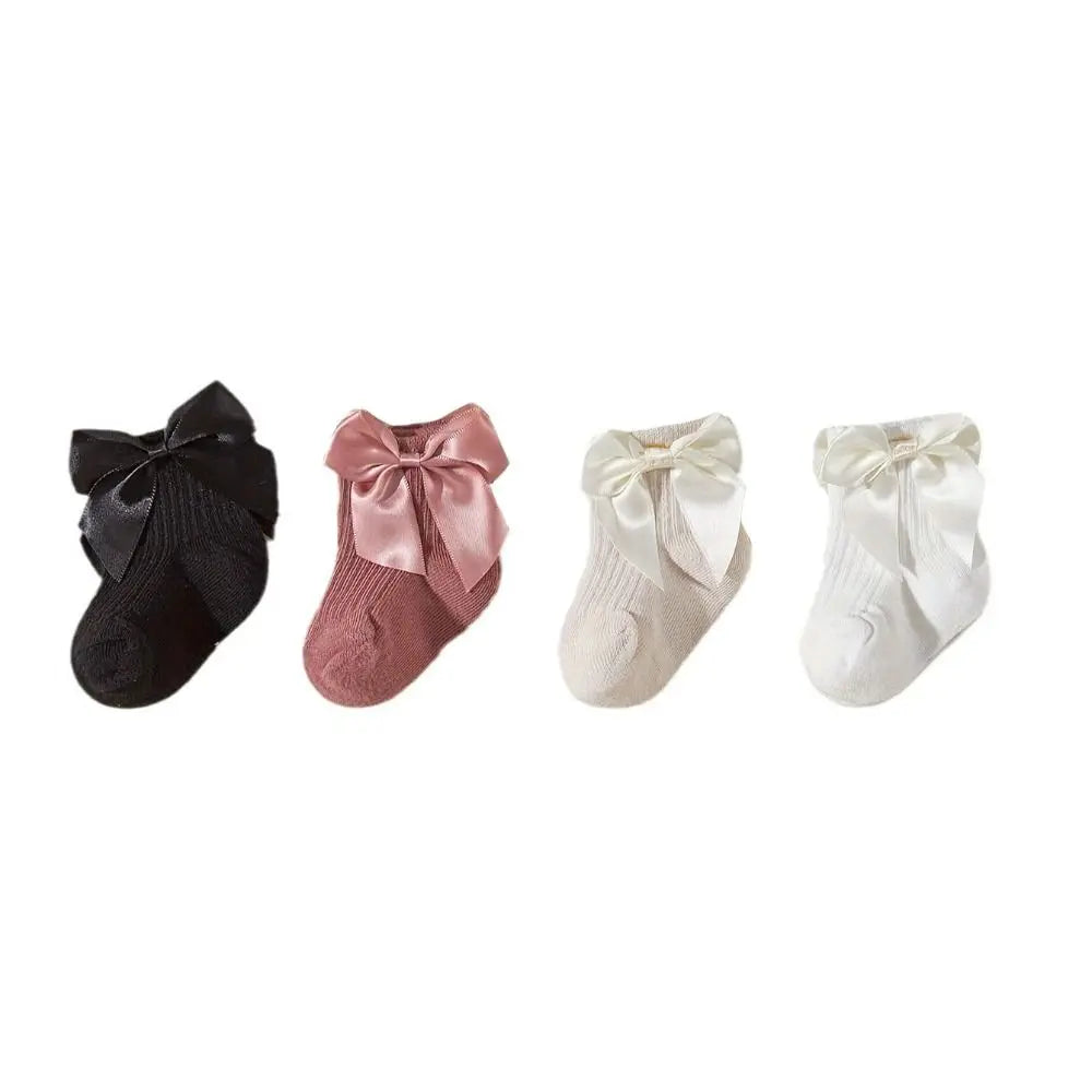 8Pairs Soft Bowknot Baby Cotton Socks Breathable Stripe Toddle Short Tube Socks Autumn Spring Cute Infant Solid Socks Gifts