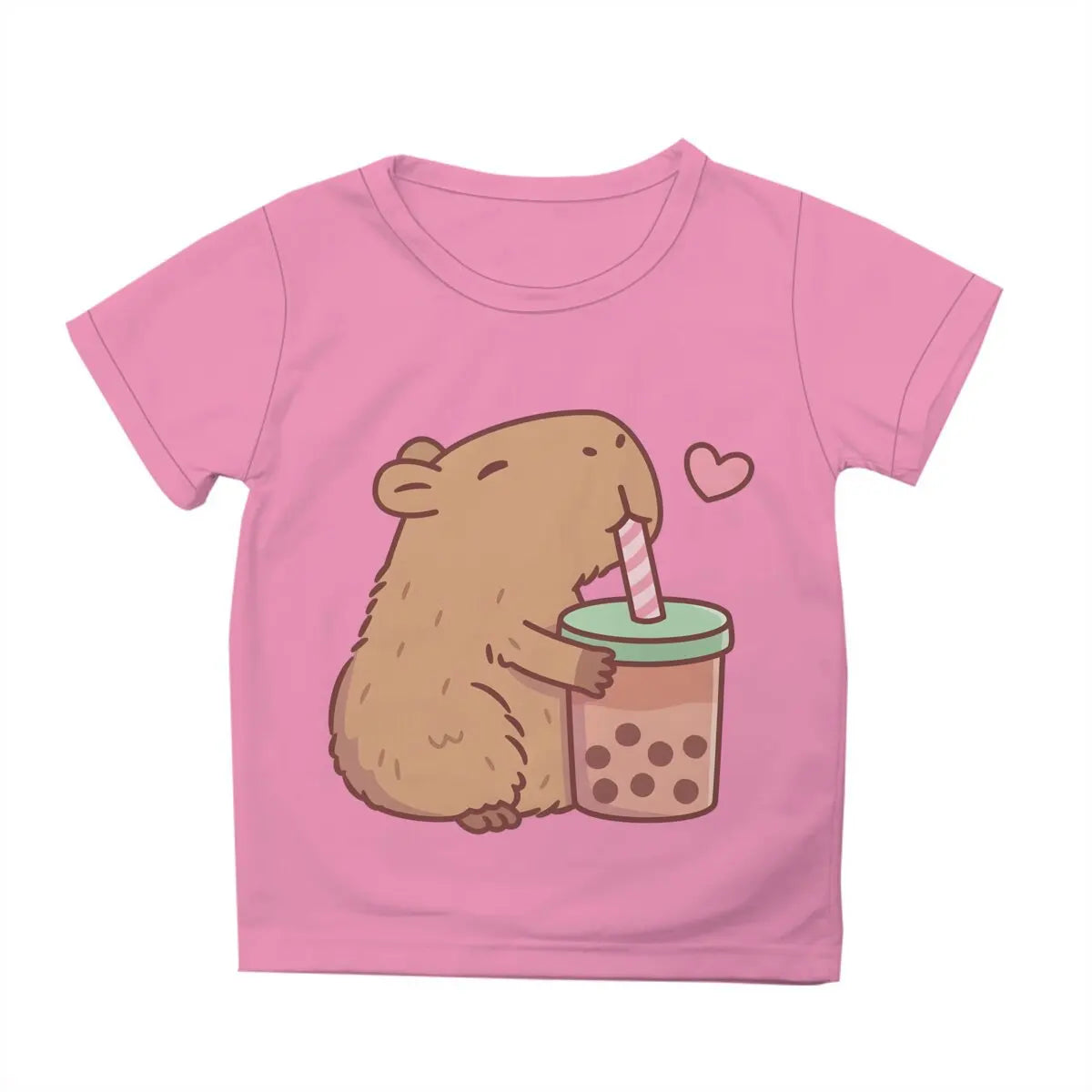 Kids Capybara Clothes Toddler Shirts Baby Boys Girls Short Sleeve Graphic Capibara Tee Striped Cotton Tops For Children Clothes