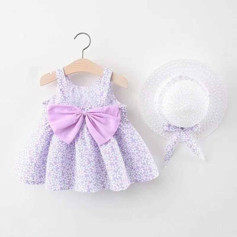 Baby Girl Clothing Set  Summer Newborn Dresses Toddler Clothes Korean Cute Bow Flowers Beach Infant Princess Dress