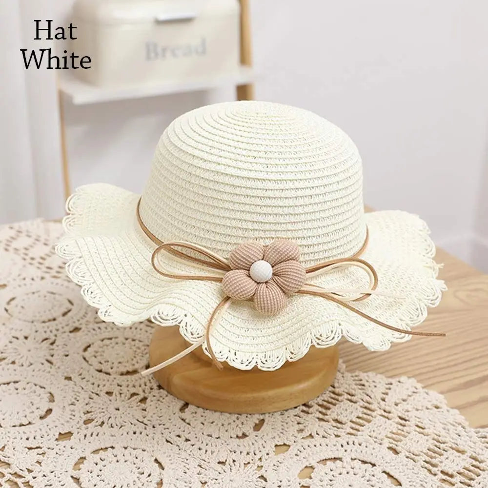 UV Protection Kids Straw Cap Bag Outdoor Spring Summer Breathable Beach Cap Travel Big Brim Sun Hat Children Girls