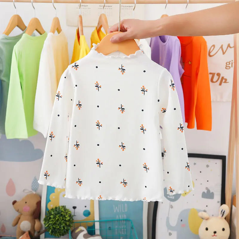 Cotton Baby Girls T-Shirt Long Sleeve Spring Kids Turtleneck Bottoming TShirts for Children Girl Tops Clothes