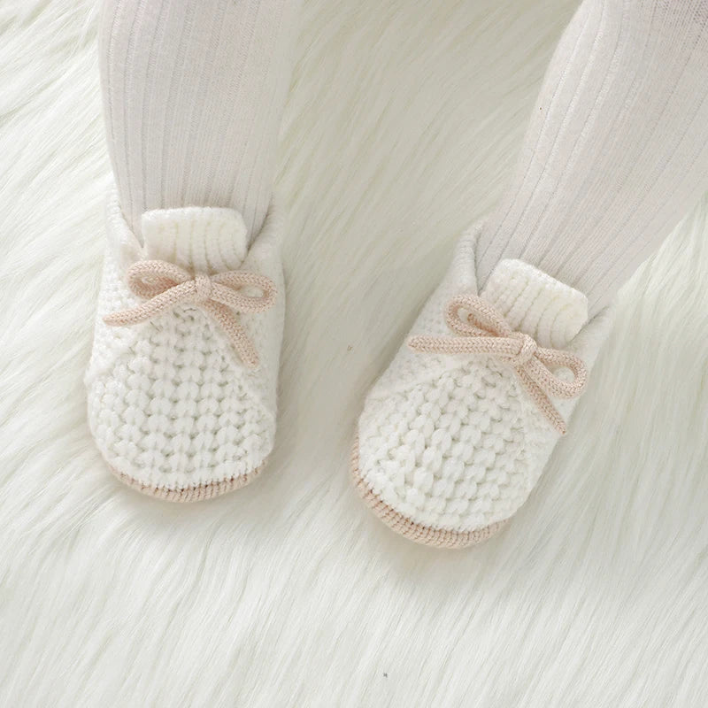 Baby First Walkers Soft Soled Newborn Boys Girls Crib Prewalkers Handmade Knitted Infant Toddler Anti-Slip Footwear Shoes 0-12m
