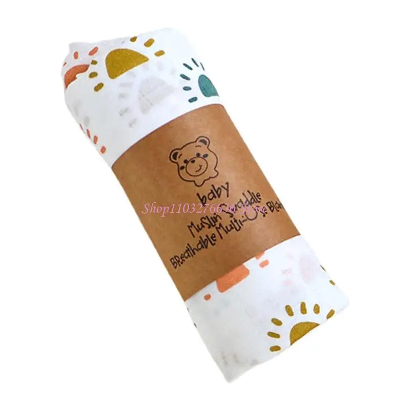 R6FD 120x110cm Swaddles Blanket for Newborns Breathable Cotton Baby Wrap Cloth Bath Towel Boys Girls Nursery Essential