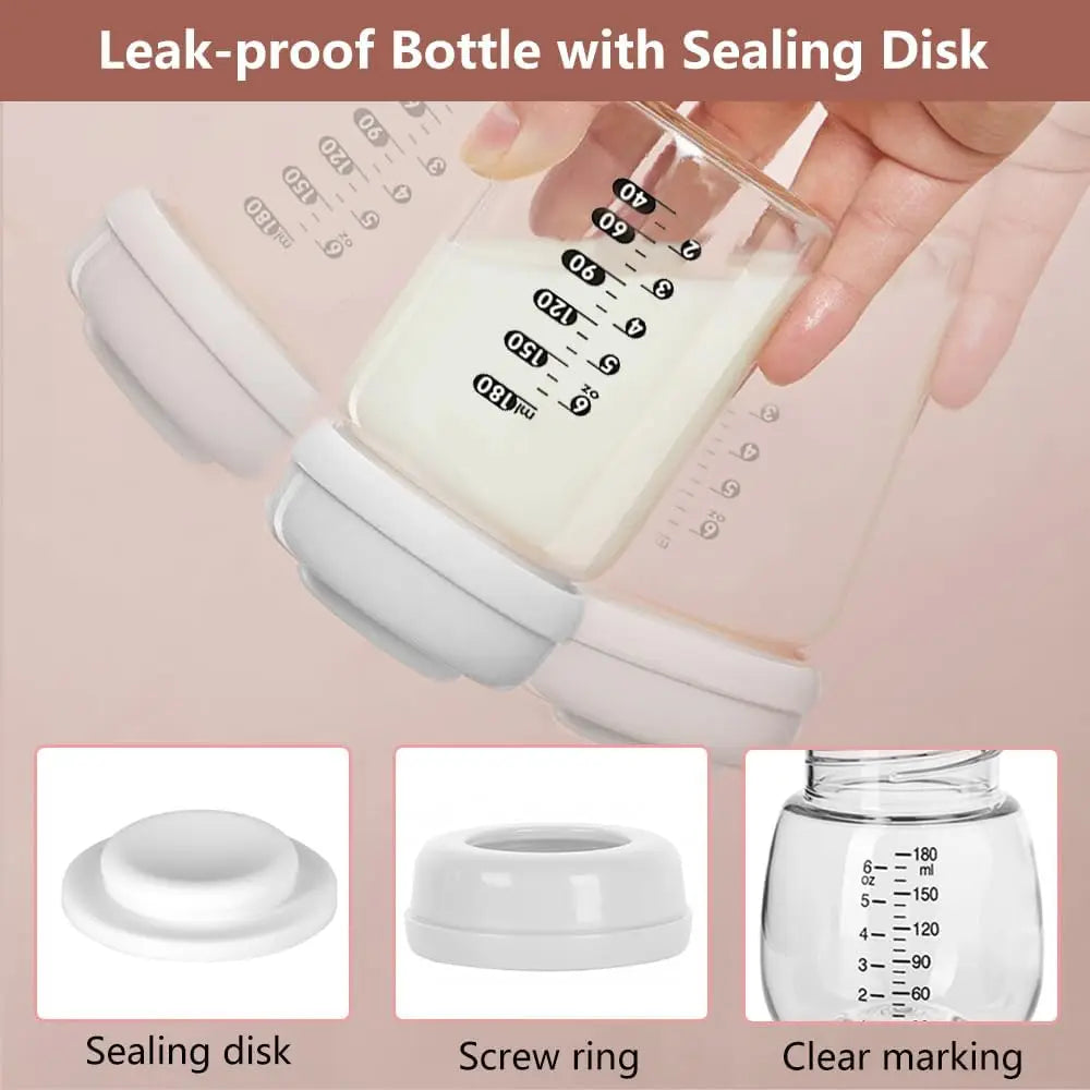 Breast Pump Collection Bottles for Spectra S2/S1/9 Plus Breast Pumps, 180ml Reusable Bottles with Collar and Sealing Disc