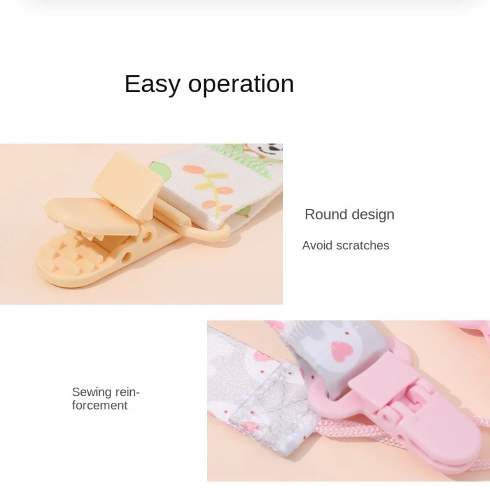 Cute Cartoon Baby Pacifier Clips Ribbon Anti-drop Buckle Strap Pacifier Chain Fixed Button Adjustable Dummy Clip