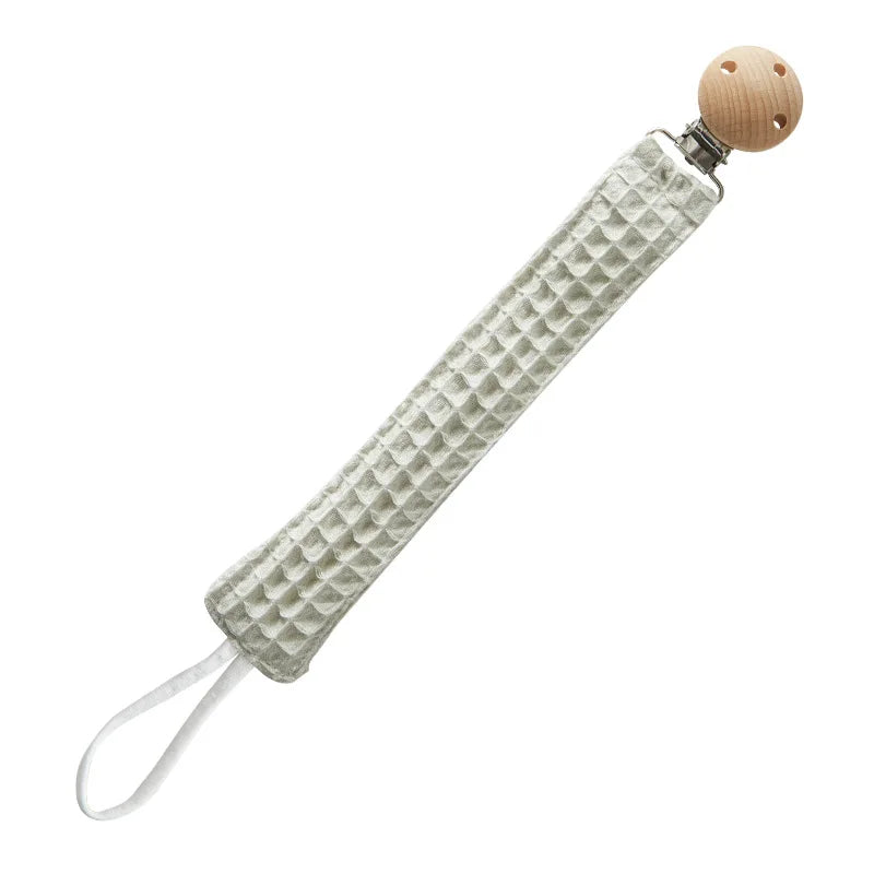 Hand Embroidered Name Pacifier Clip Holder Personalized Fabric Pacifier Clip with Wooden Clip for Babies Baby Shower Gift