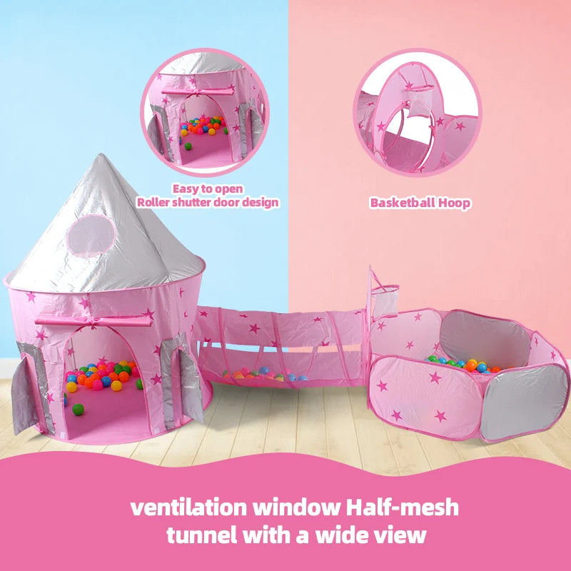 Children's Outdoor Entertainment Play Tent, Play Tunnel - Kids' Ball Pool - Yurt, Space Rocket Toy Playhouse, Princess Fairy Tale Playhouse, Children's Leisure Toy, Kids' Secret Space, Beach and Lawn Toys, Ideal Holiday Gift