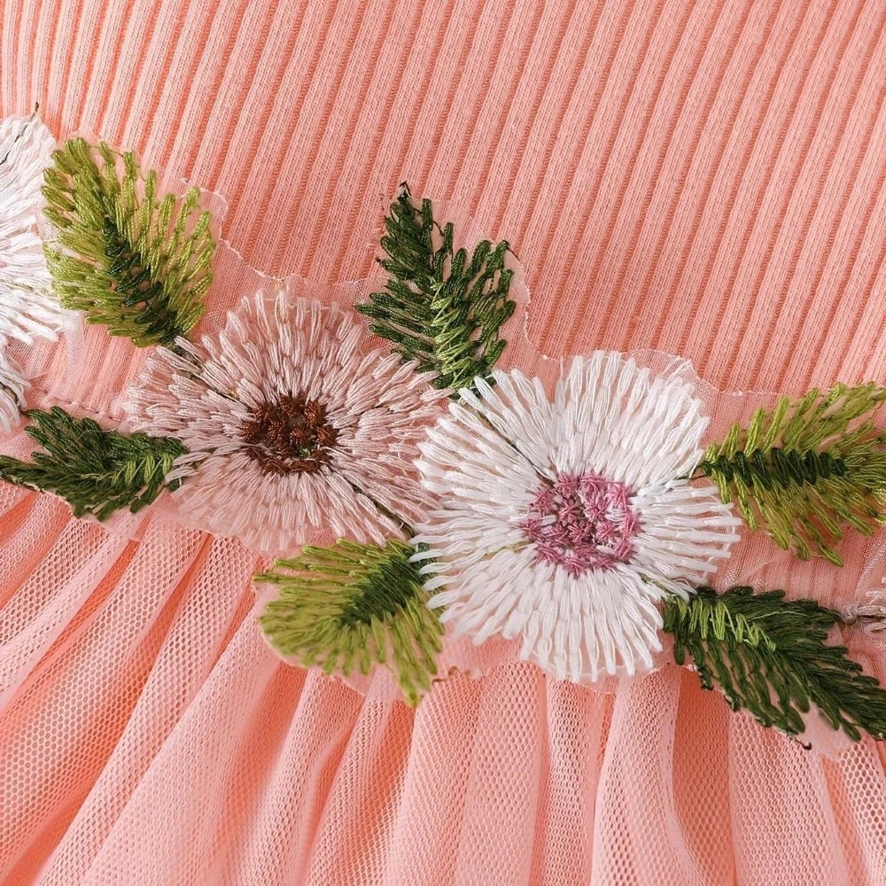 Solid Color Summer Style 1-3 Year Old Baby Girl Casual Clothes with Flower Embroidery Vest Dress+coat Set Korean Version