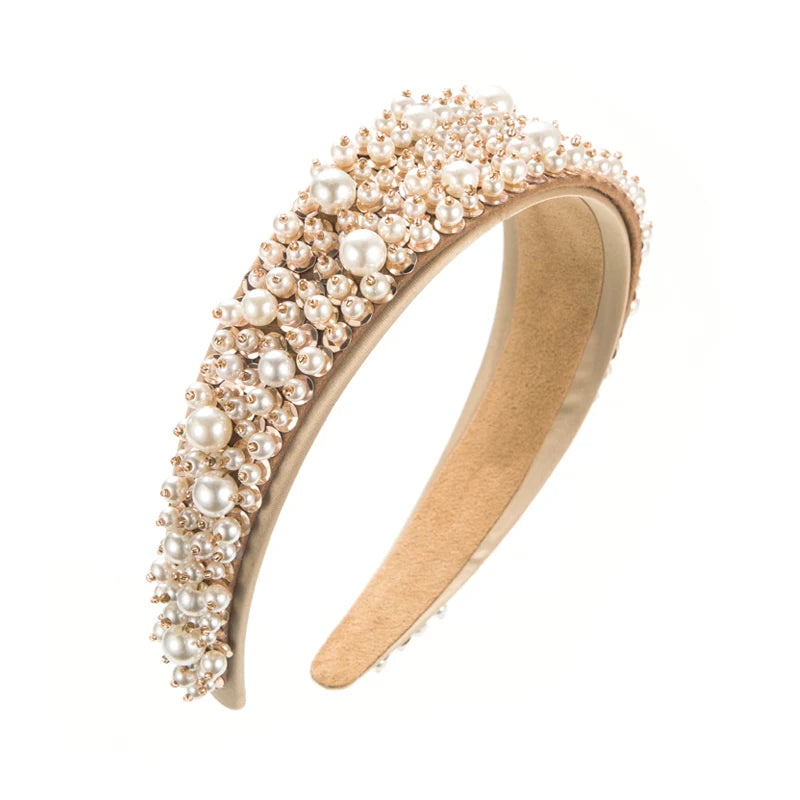 European And American Hair Accessories Baroque Headbands Handmade Pearl Studded versatile internet celebrity runway headbands