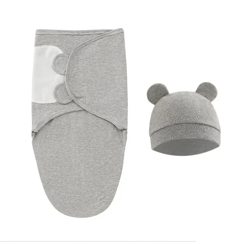 100% Organic Cotton Baby Swaddle Blanket Wrap Hat Set for Infant  Adjustable Newborn Swaddle Baby Swaddle for 0-3 Month