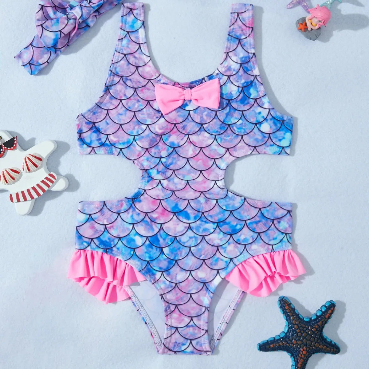 2026 Summer Children Swimsuit 2-8Years Girls Swimsuit Infant Baby Cute Cartoon Sleeveless Bikini Briefs One-piece Swimsuit