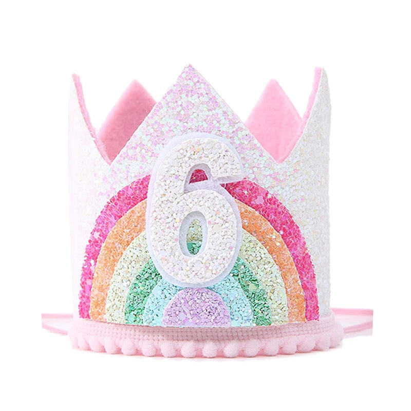 1st Birthday Party Decor Hat Kids 1 2 3 Year Happy Birthday Boy Girl First Birthday Party Baby Shower Decor Pink Kids Crown Hat