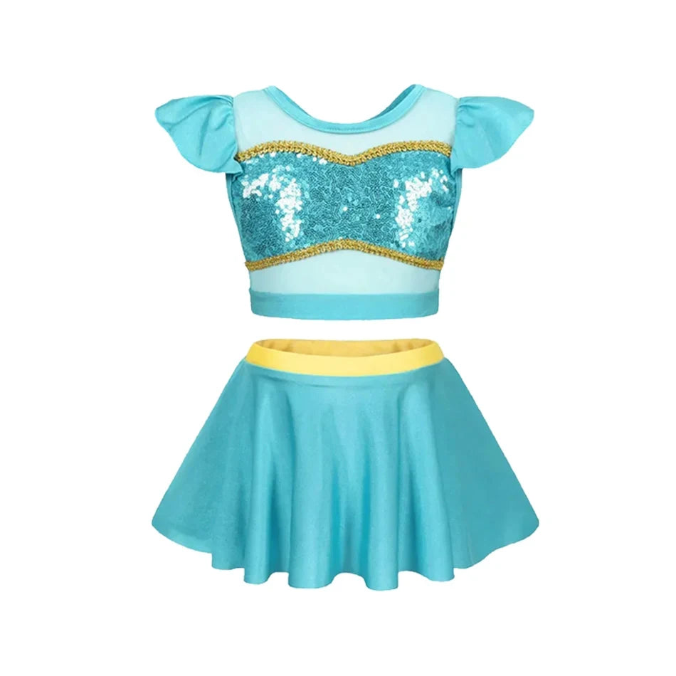 Baby girls swimsuit and kids beach swimsuit, Princess collection, 2 piece swimsuit
